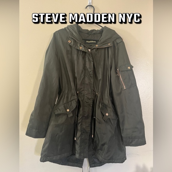 Steve Madden Jackets & Blazers - Madden NYC Jacket Drawstring Waist Womens XL Army Green Multi Pocket Lined